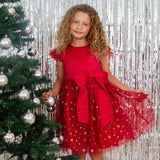 Stella Satin & Gold Star Girls Party Dress