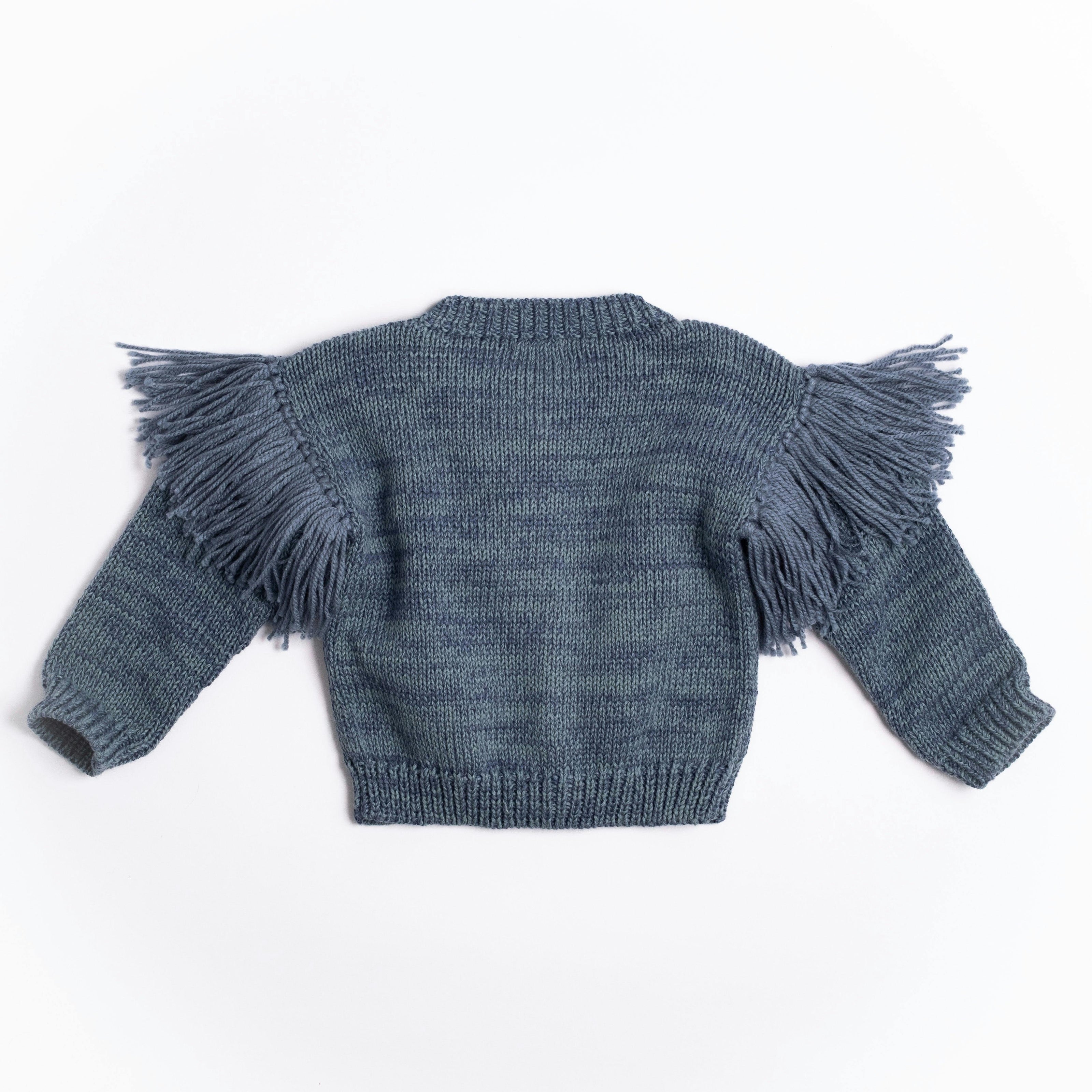 Fringed Cardigan in Luna Blue
