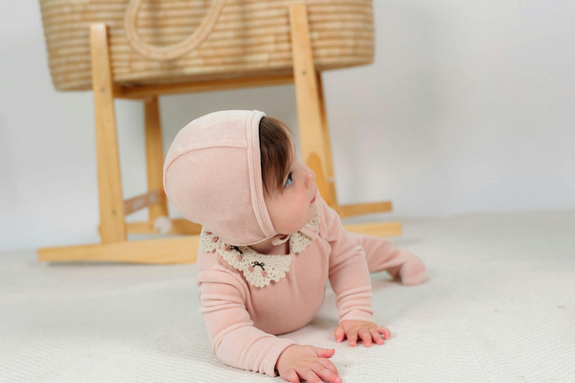 Velour Crocket Collar Onesie