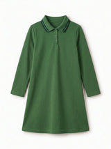 Girls Striped Collar Polo Dress