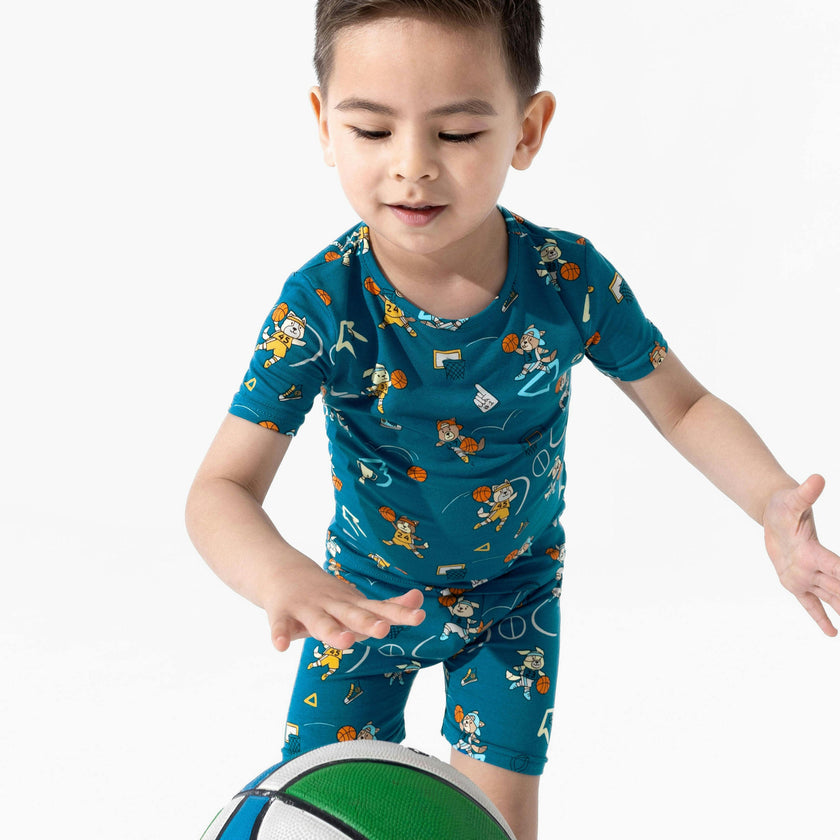 Basketball Pups Bamboo Kids Pajama Short Set
