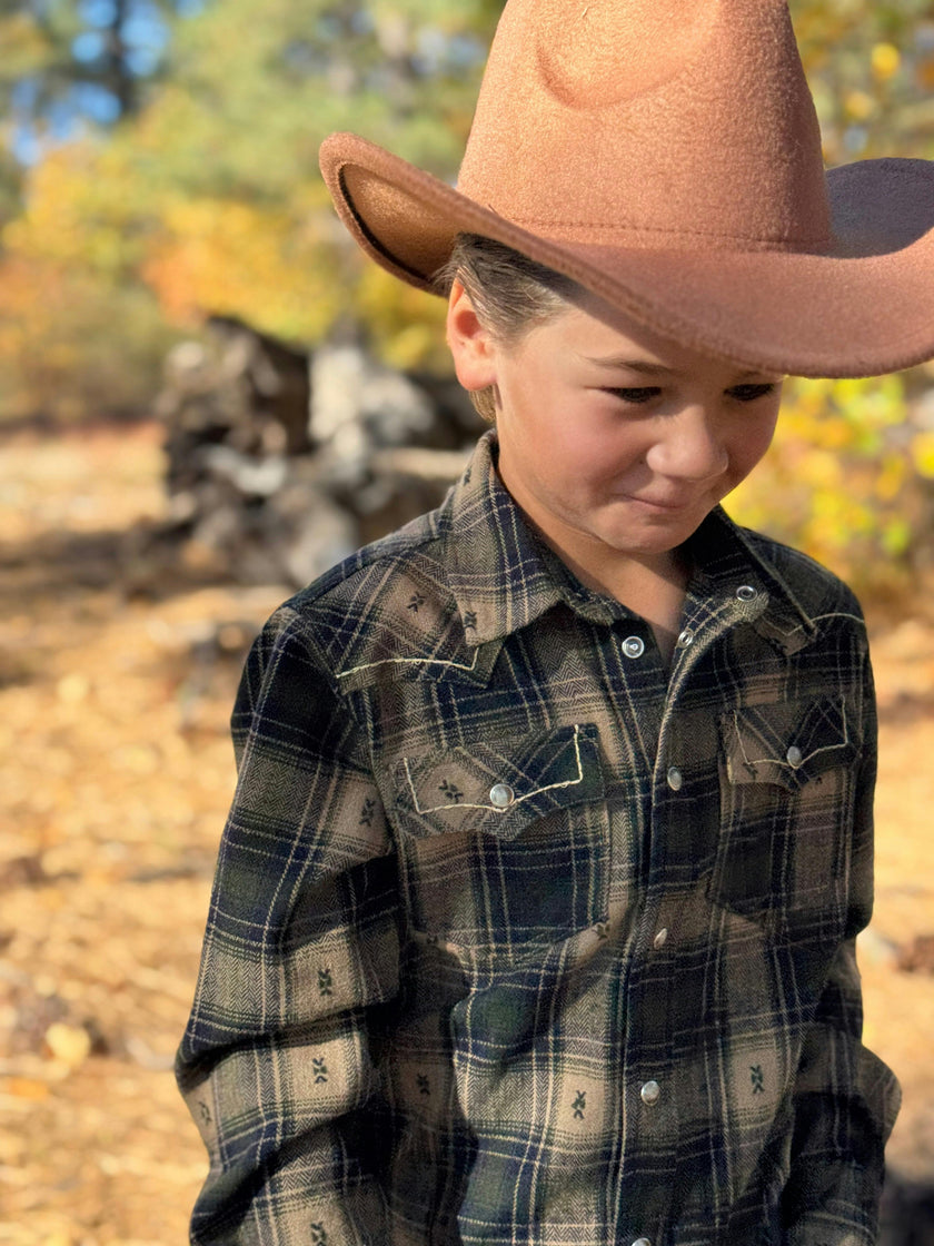 HOWDY Western Black/Brown dobby WOVEN SHIRT