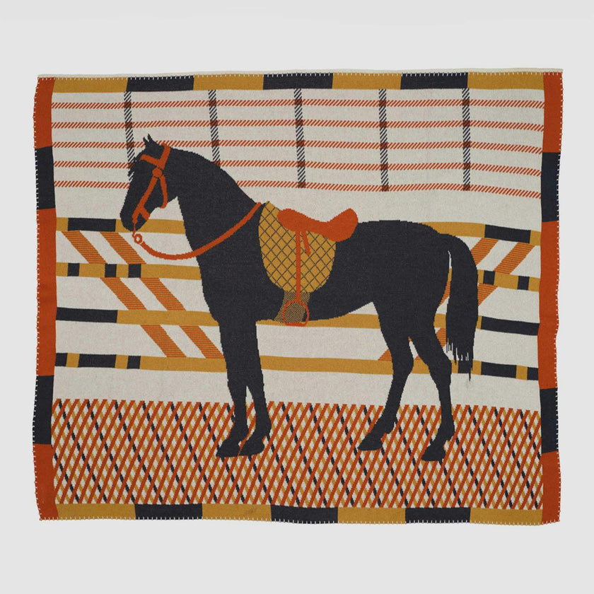 Cotton Sustainable Knit Patterned | Stripes Throw Blanket - Equestrian Cheval