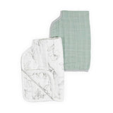 Organic Cotton Muslin Burp Cloth 2 Pack - Pencil Floral + White Sage