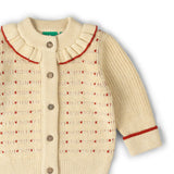 Oatmeal Frill Snuggly Knitted Cardigan, Cream