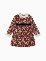 Burgundy Floral Silas Girl Dress