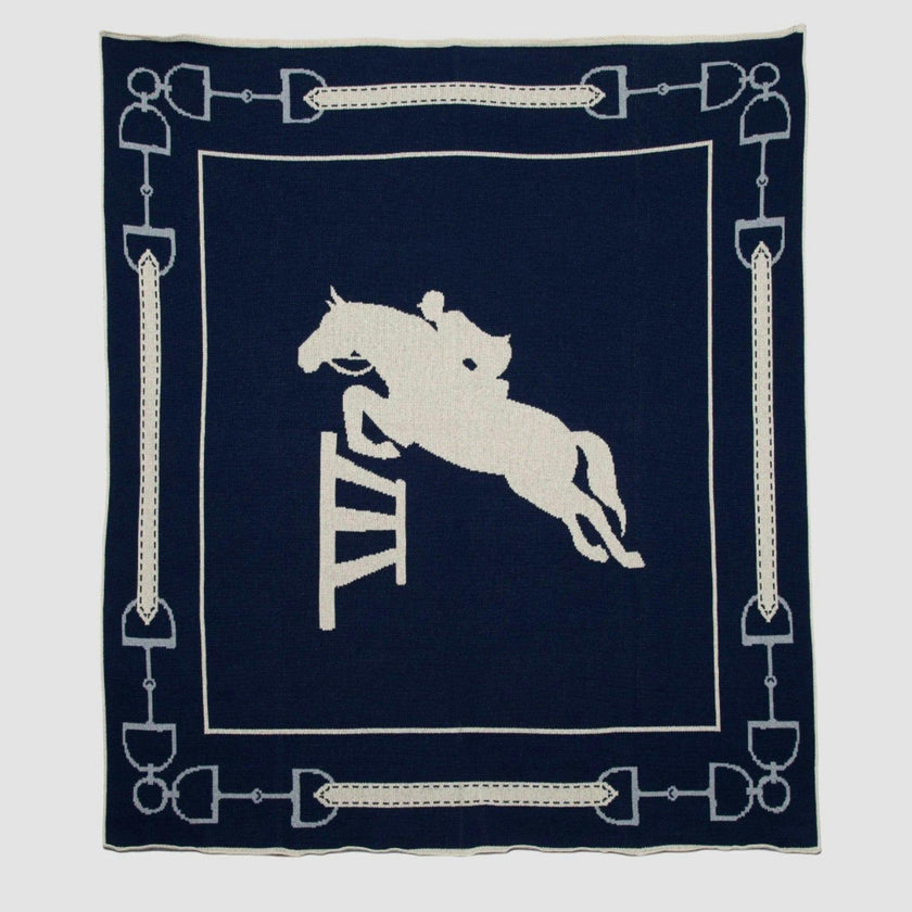 Cotton Sustainable Knit Throw Blanket - Equestrian Jumper