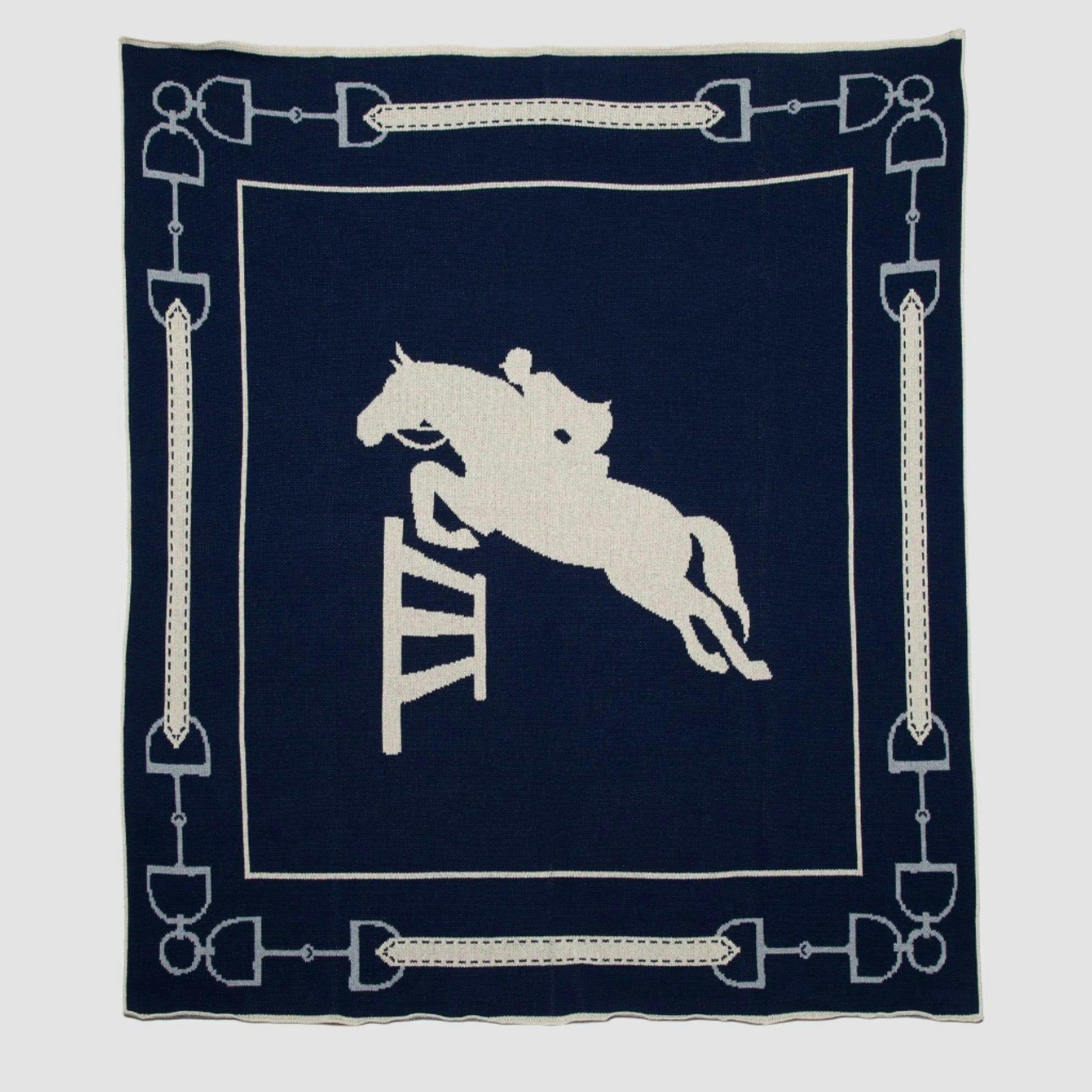 Cotton Sustainable Knit Throw Blanket - Equestrian Jumper