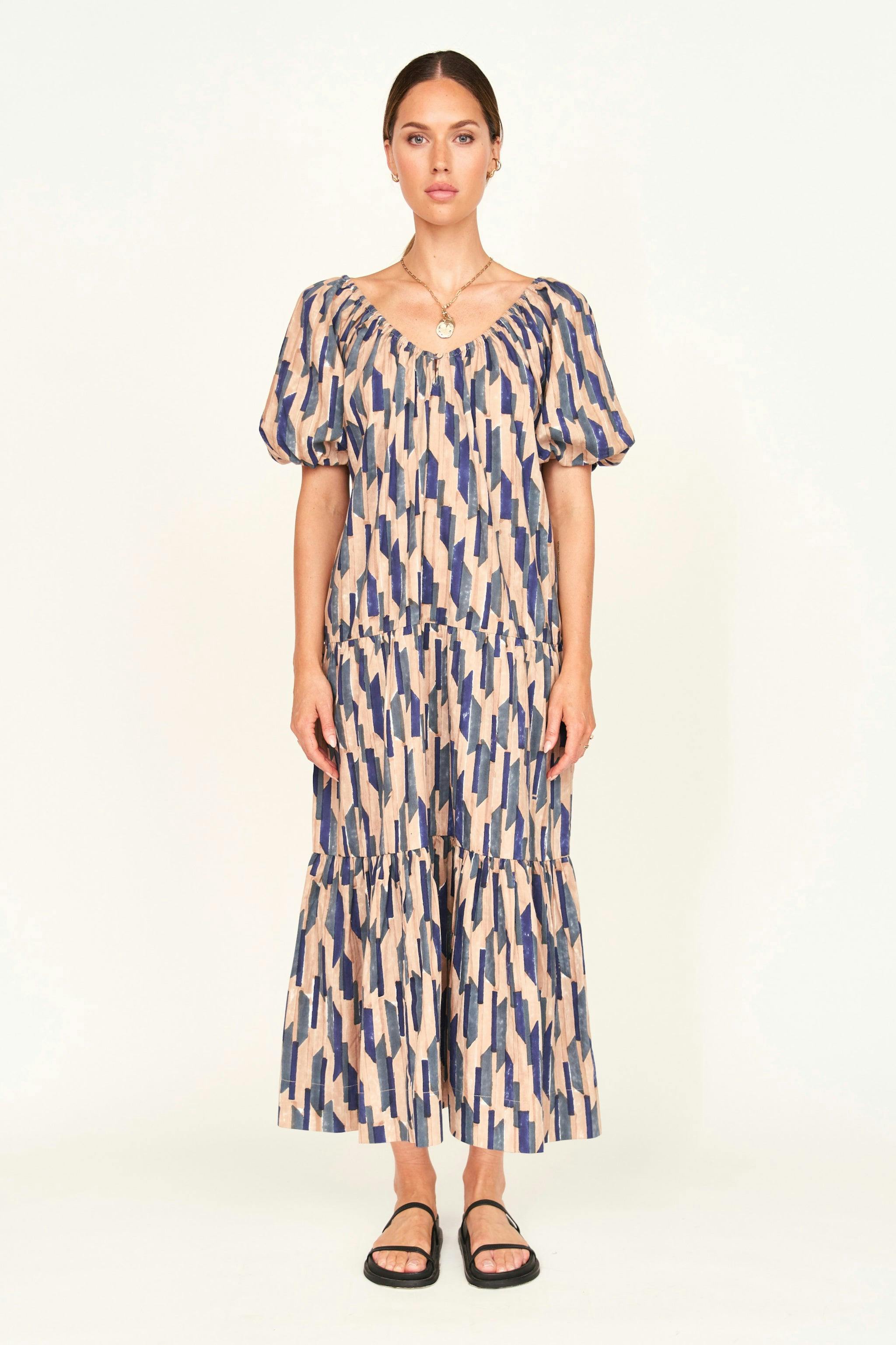 Capri Dress in Cerulean Rainfall