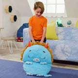 Happy Nappers: Pillow & Sleepy Sack: Large - Blue Triceratratops