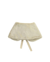 Beige Ribbon-Tie Faux Fur Collar