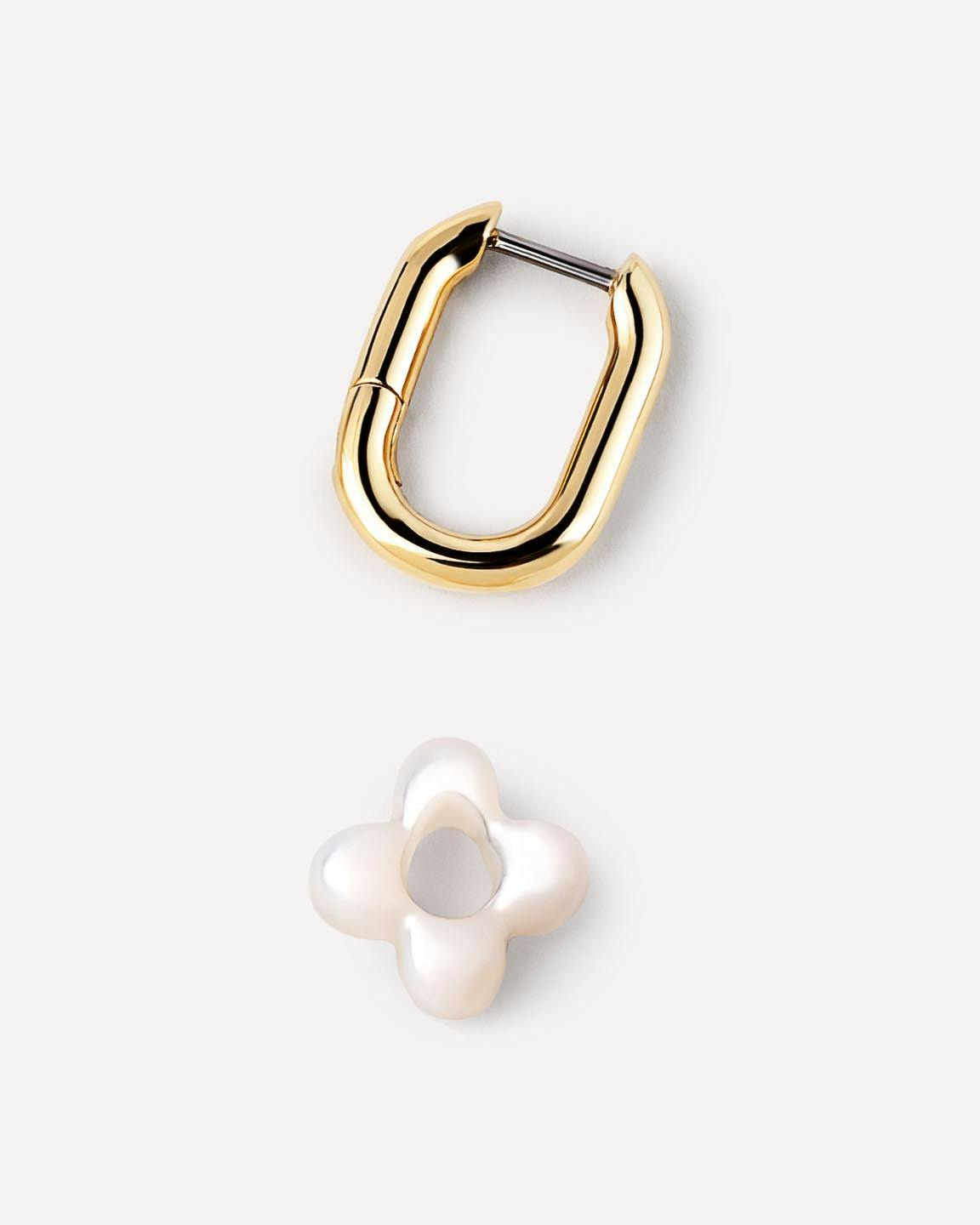 Flower Earrings - Cassia Hoops Mother of Pearl