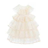 Beige Elka Tiered Lace Dress