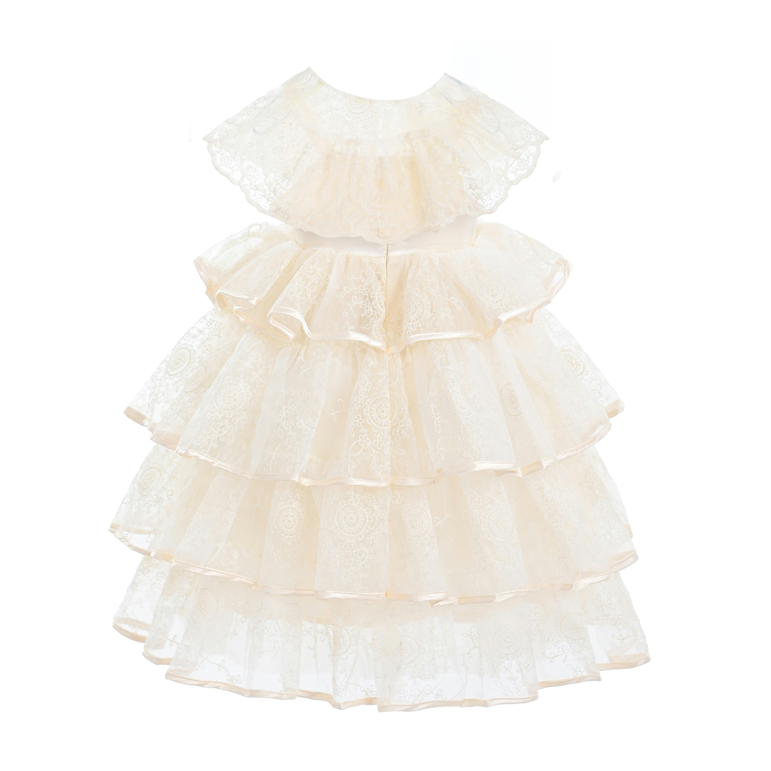 Beige Elka Tiered Lace Dress