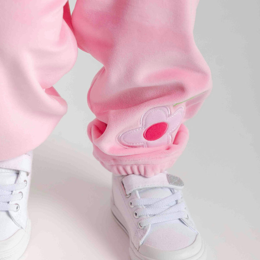 Velour Jogger Pants With Flower