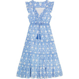 Women's Giselle Ruffle V-Neck Floral Maxi Dress, Blue