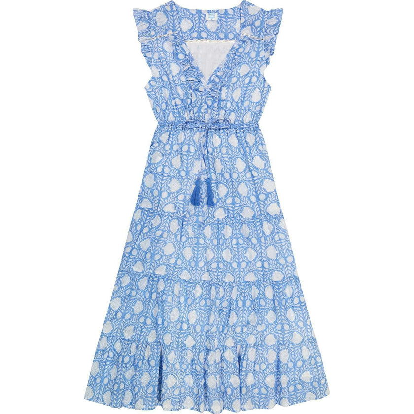 Women's Giselle Ruffle V-Neck Floral Maxi Dress, Blue