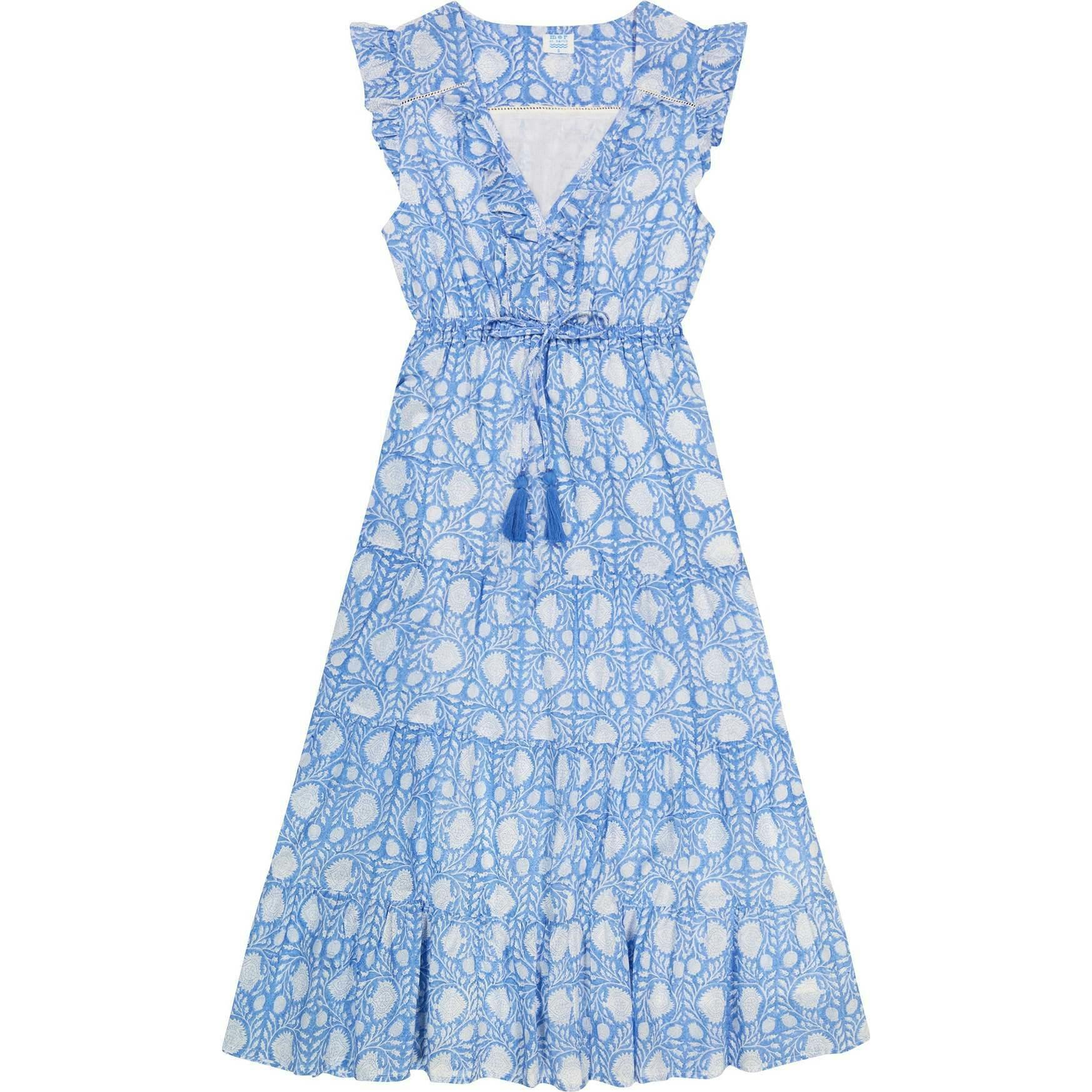 Women's Giselle Ruffle V-Neck Floral Maxi Dress, Blue