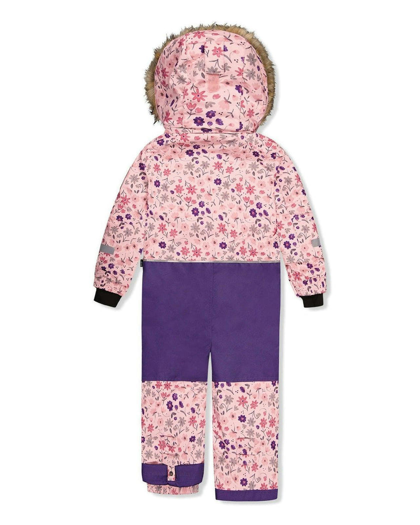 Kids One Piece Play Snowsuit Pink Mini Flower Print