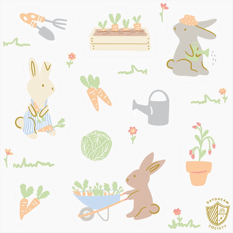 Bunnies In The Garden Sticker Set