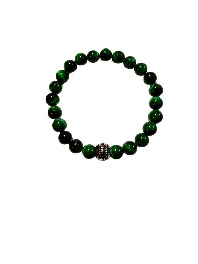 MEN's Green Tigers Eye Beaded Bracelet