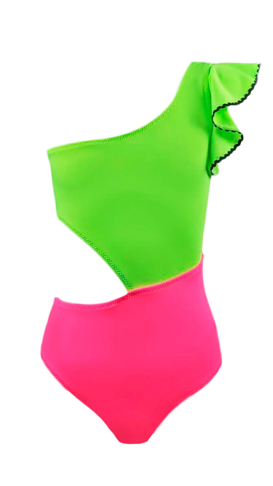 Berry Ruffle One-Shoulder One-Piece Swimsuit