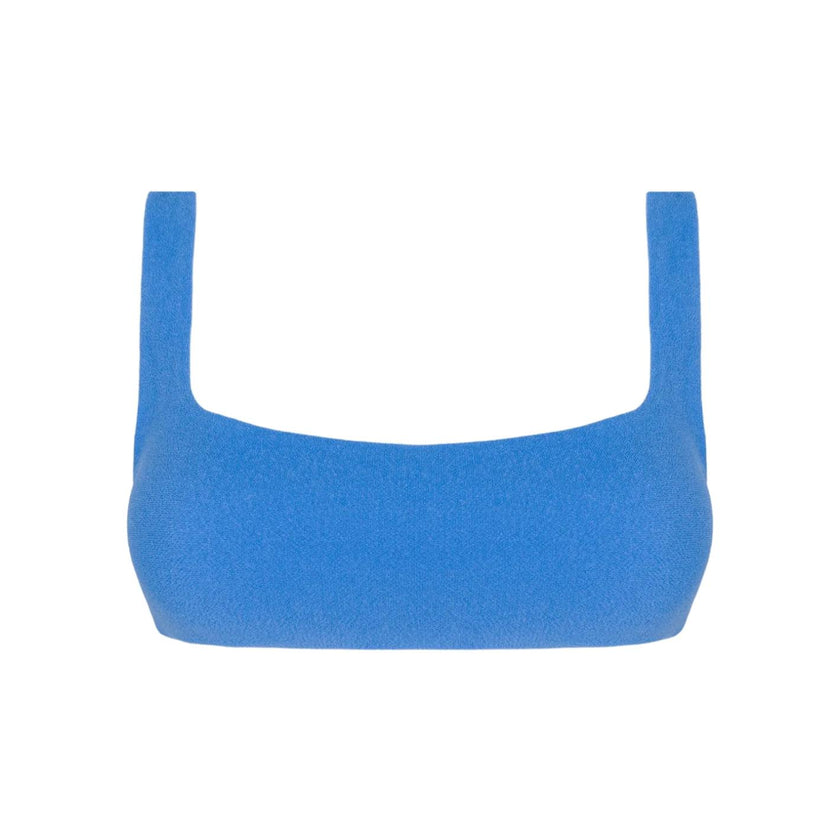 women's deep sea blue terry square neck bikini top