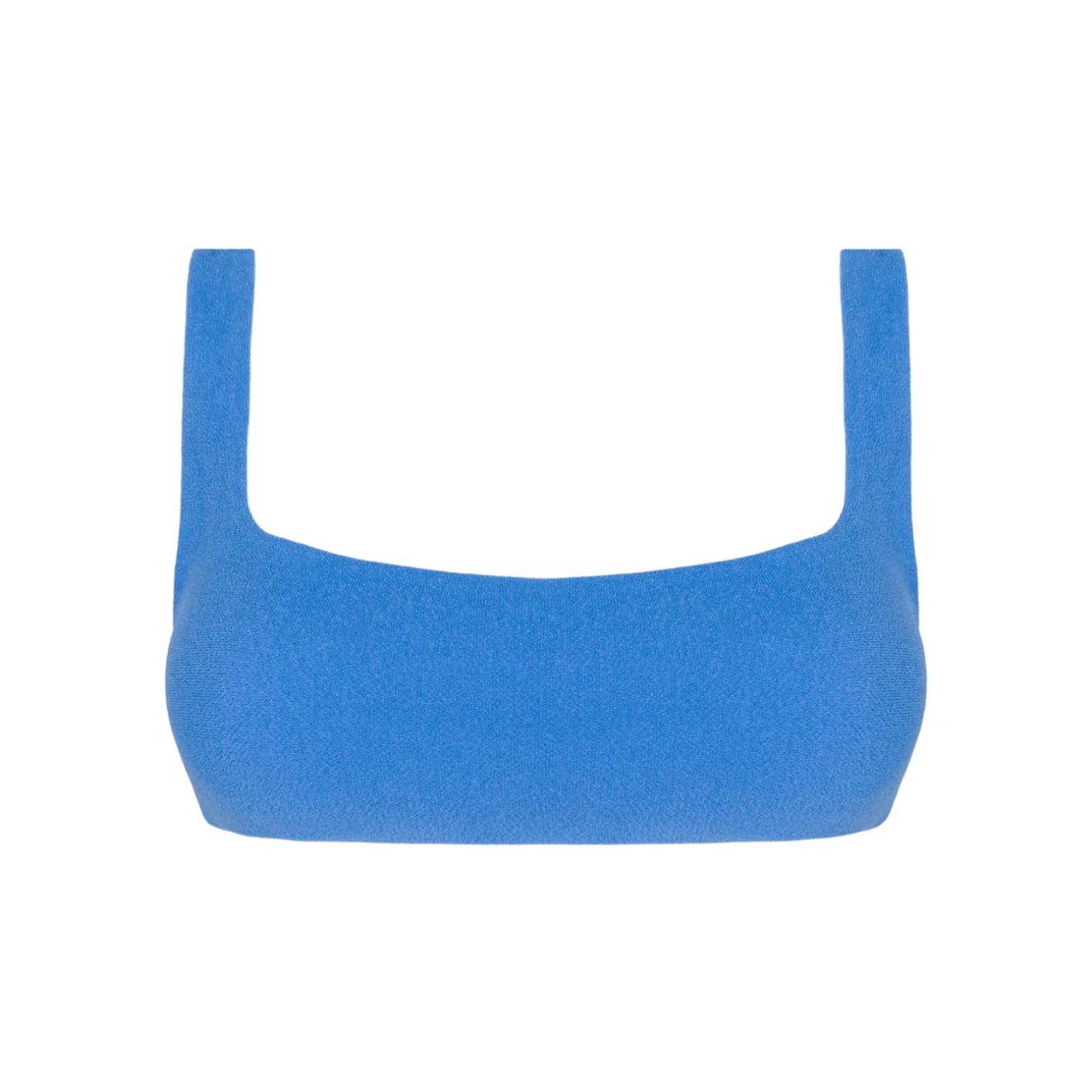 women's deep sea blue terry square neck bikini top