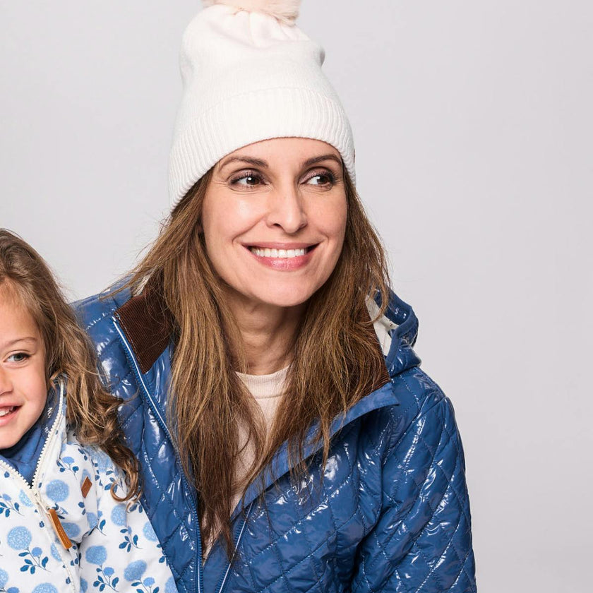 Kids Knit Winter Hat with Faux Fur Pom