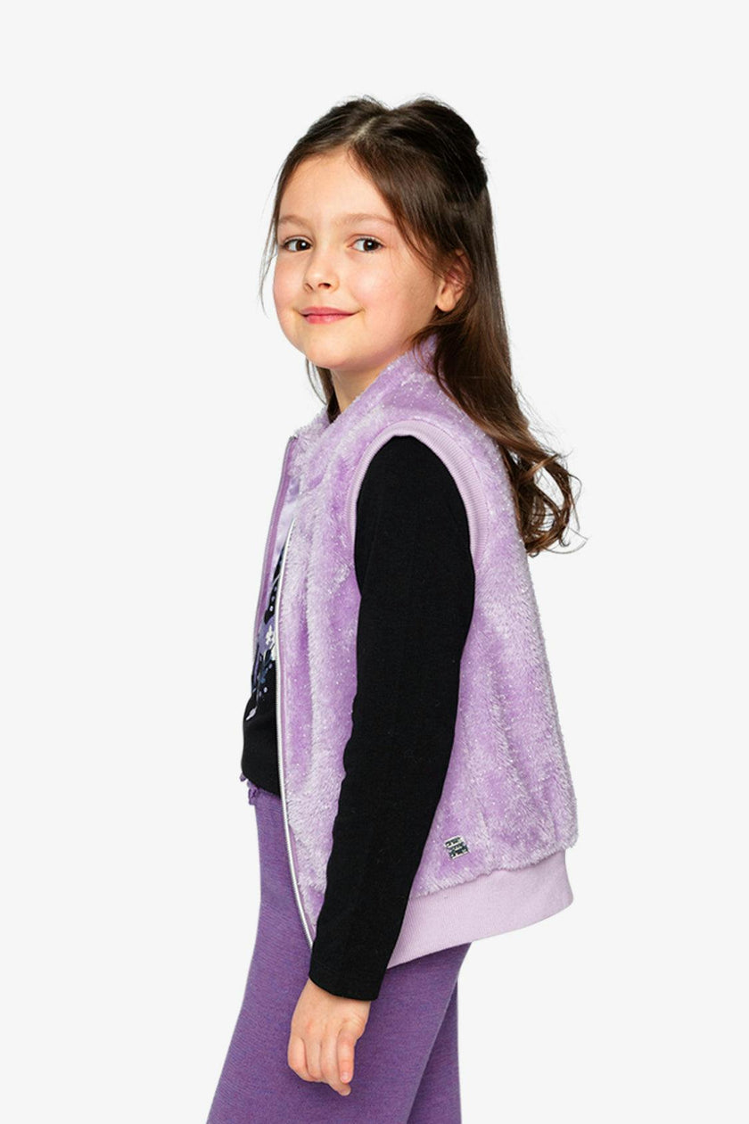 Faux Fur Sleeveless Vest Violet