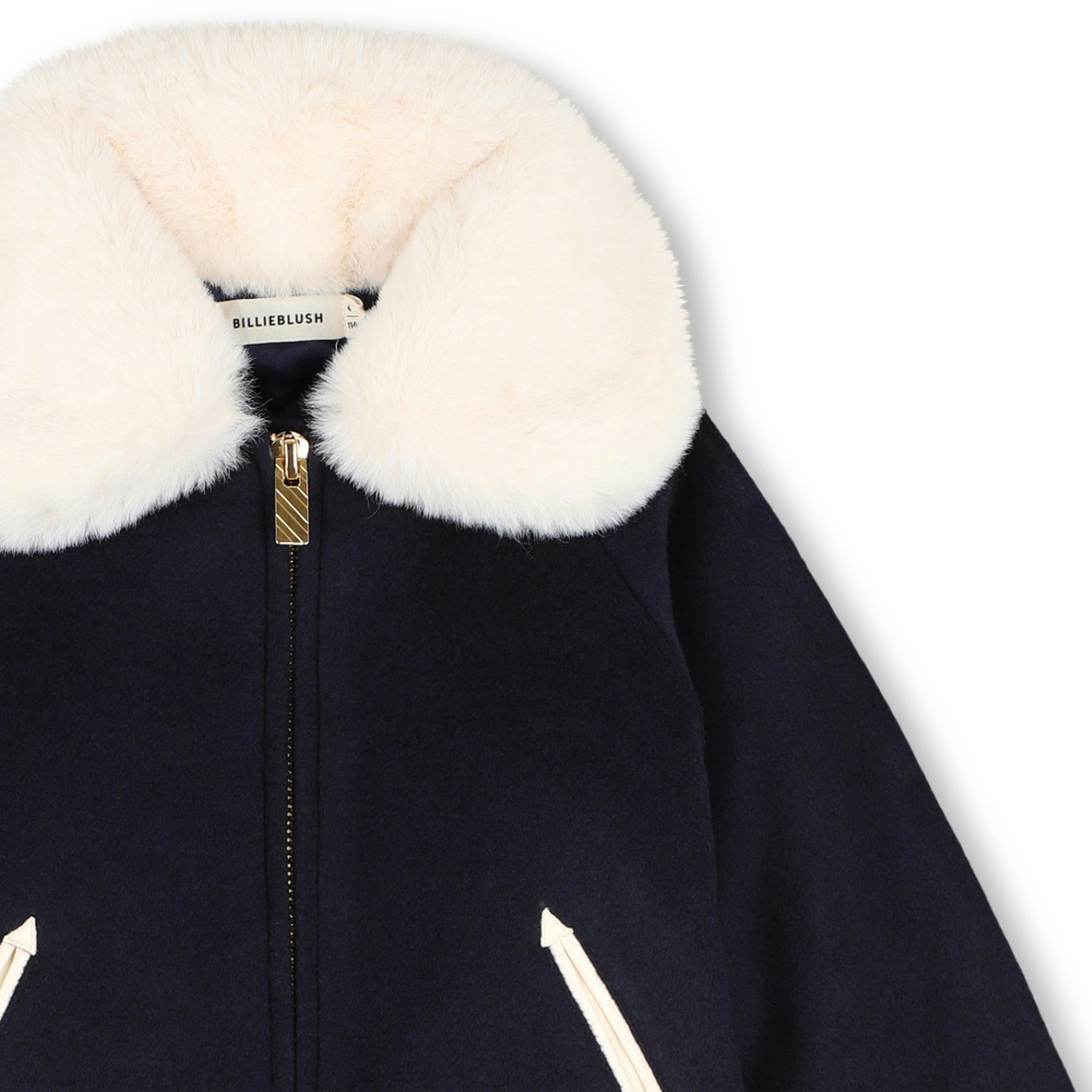 Navy Faux Fur Collar Jacket