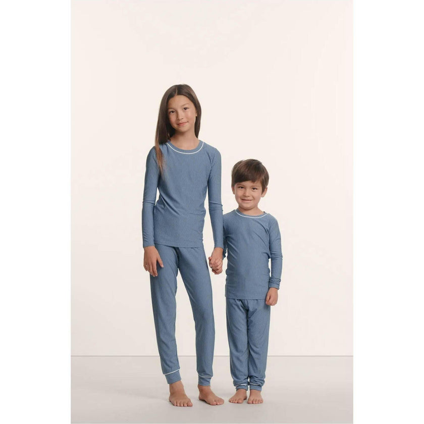 Kids Printed TENCEL™ Modal Unisex Long PJ Set, Blue