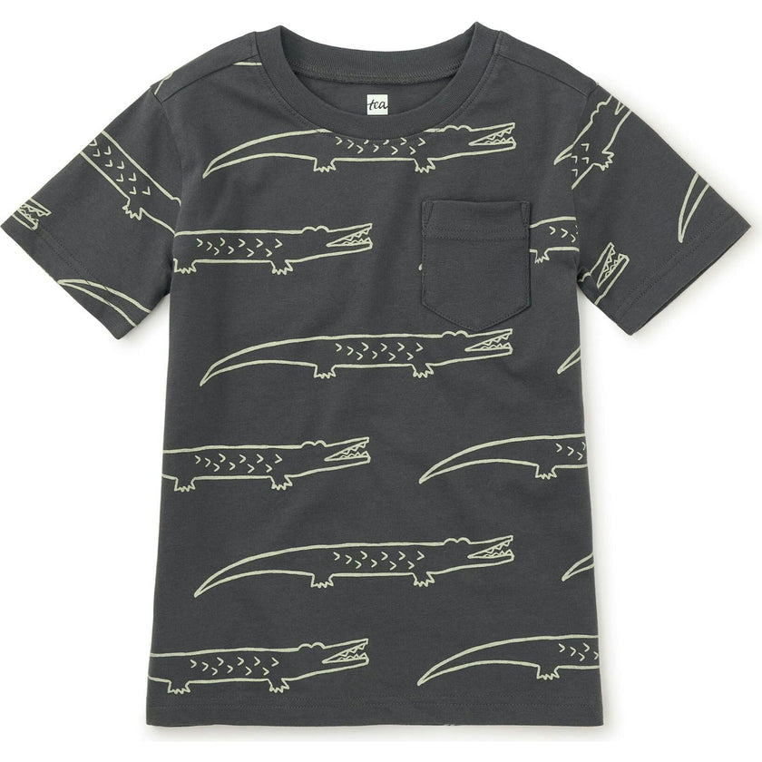 Printed Pocket Tee, Grey