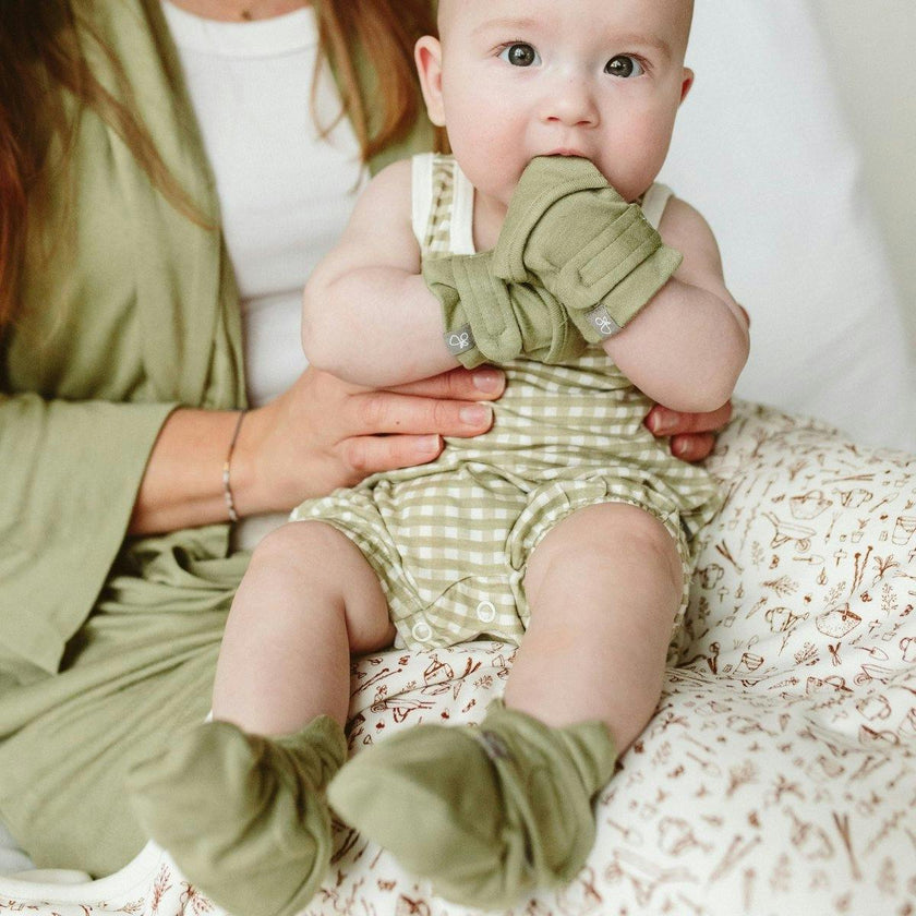 STAY ON BOOTS | ARTICHOKE — Bamboo Organic Cotton Blend, 0–12M