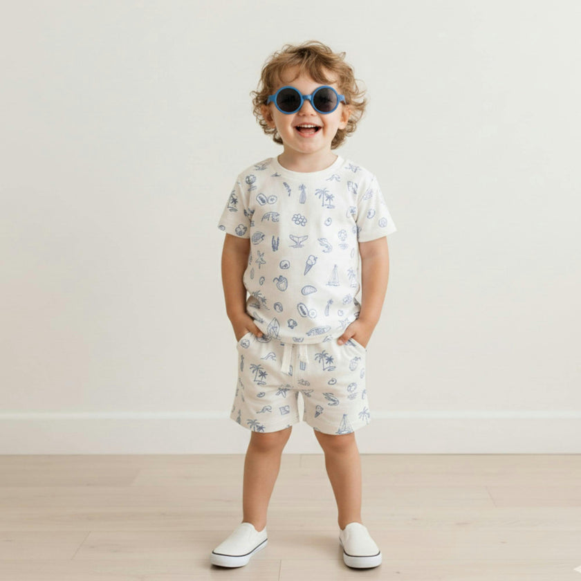 Organic Tee & Shorts Set - Coastal