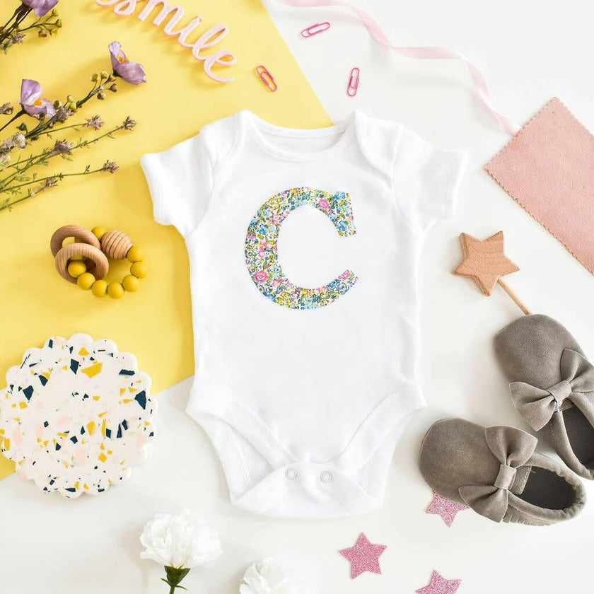Liberty of London Personalised Short Sleeve Bodysuit, White