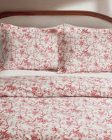 Luxe Premium Percale Duvet Set in Red Timeless Toile