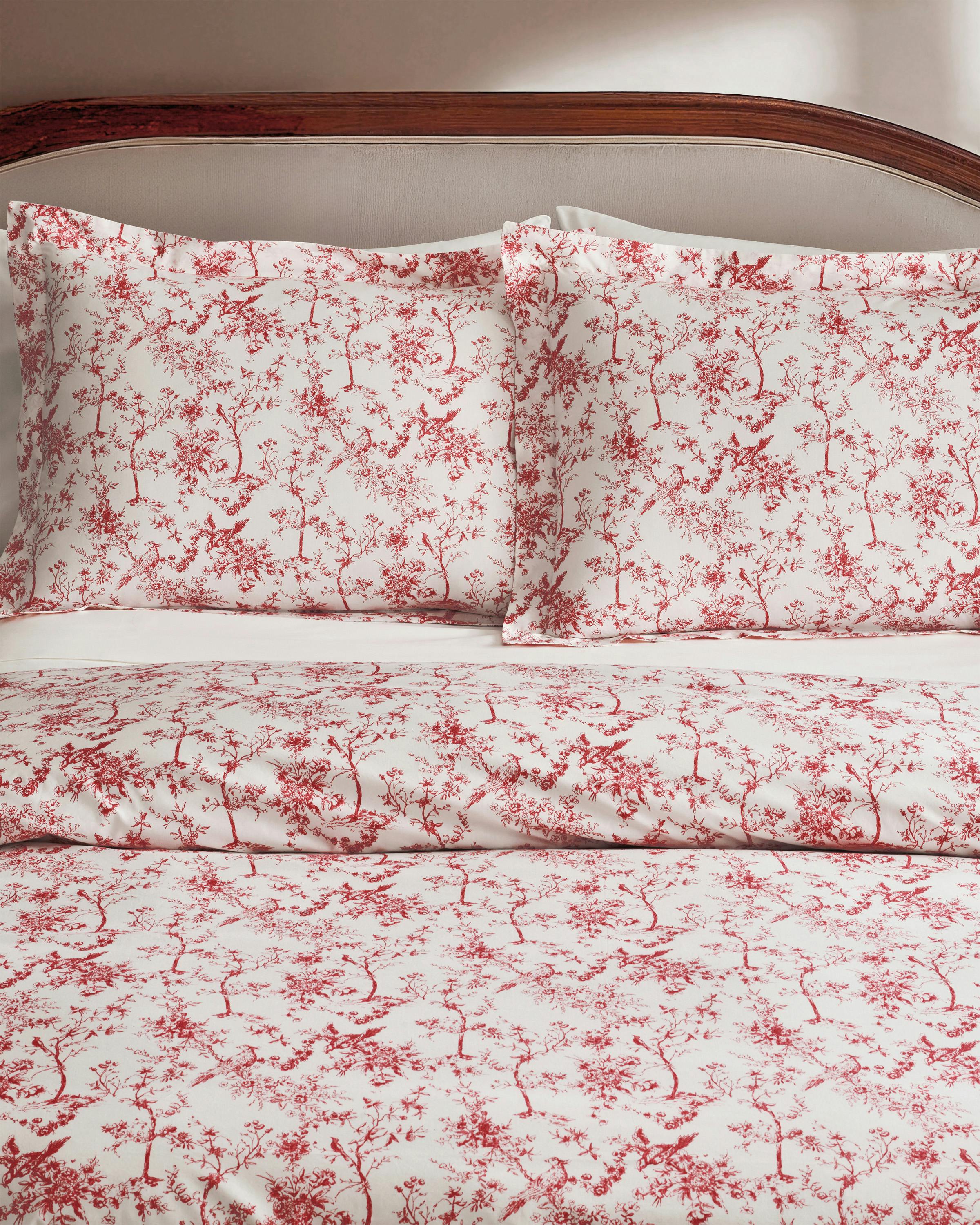 Luxe Premium Percale Duvet Set in Red Timeless Toile