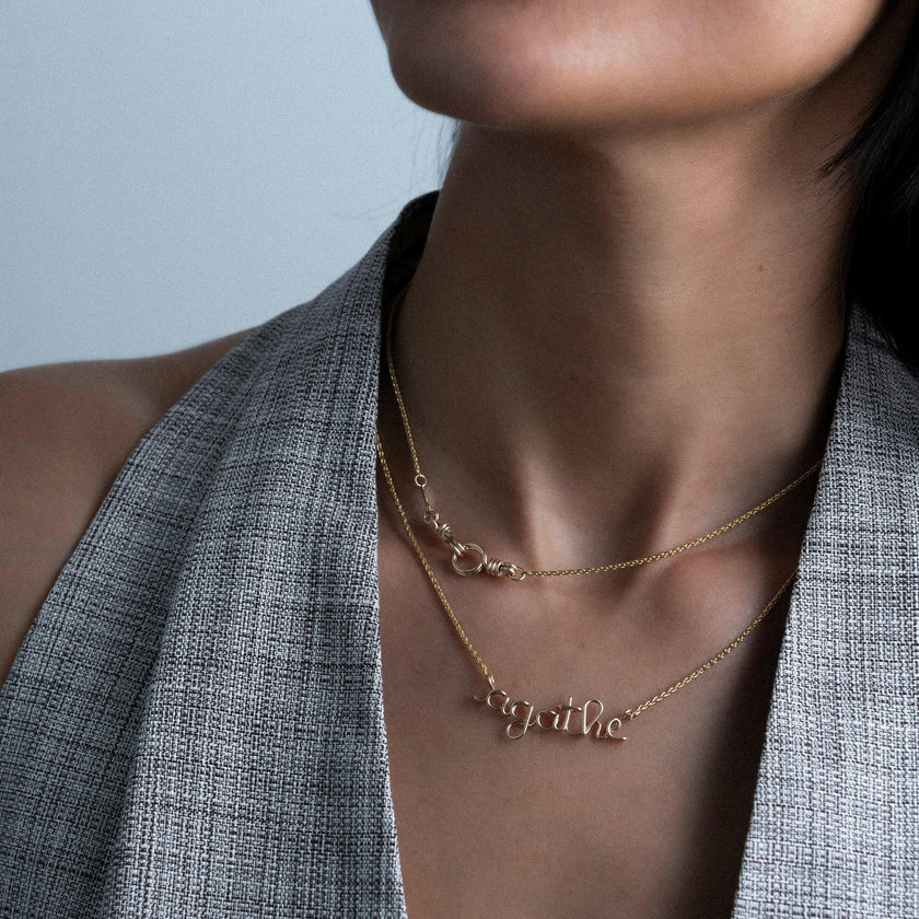 Women's Personalized Rope Chain Necklace, Yellow Gold-Filled