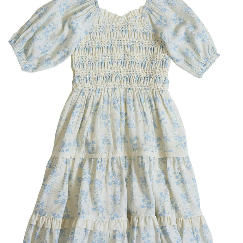 Mini Roselyn Dress in Ivory Porcelain Fleur