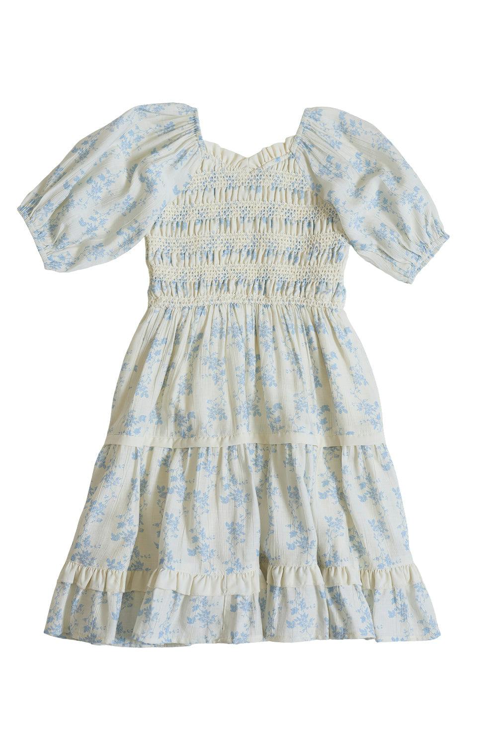 Mini Roselyn Dress in Ivory Porcelain Fleur
