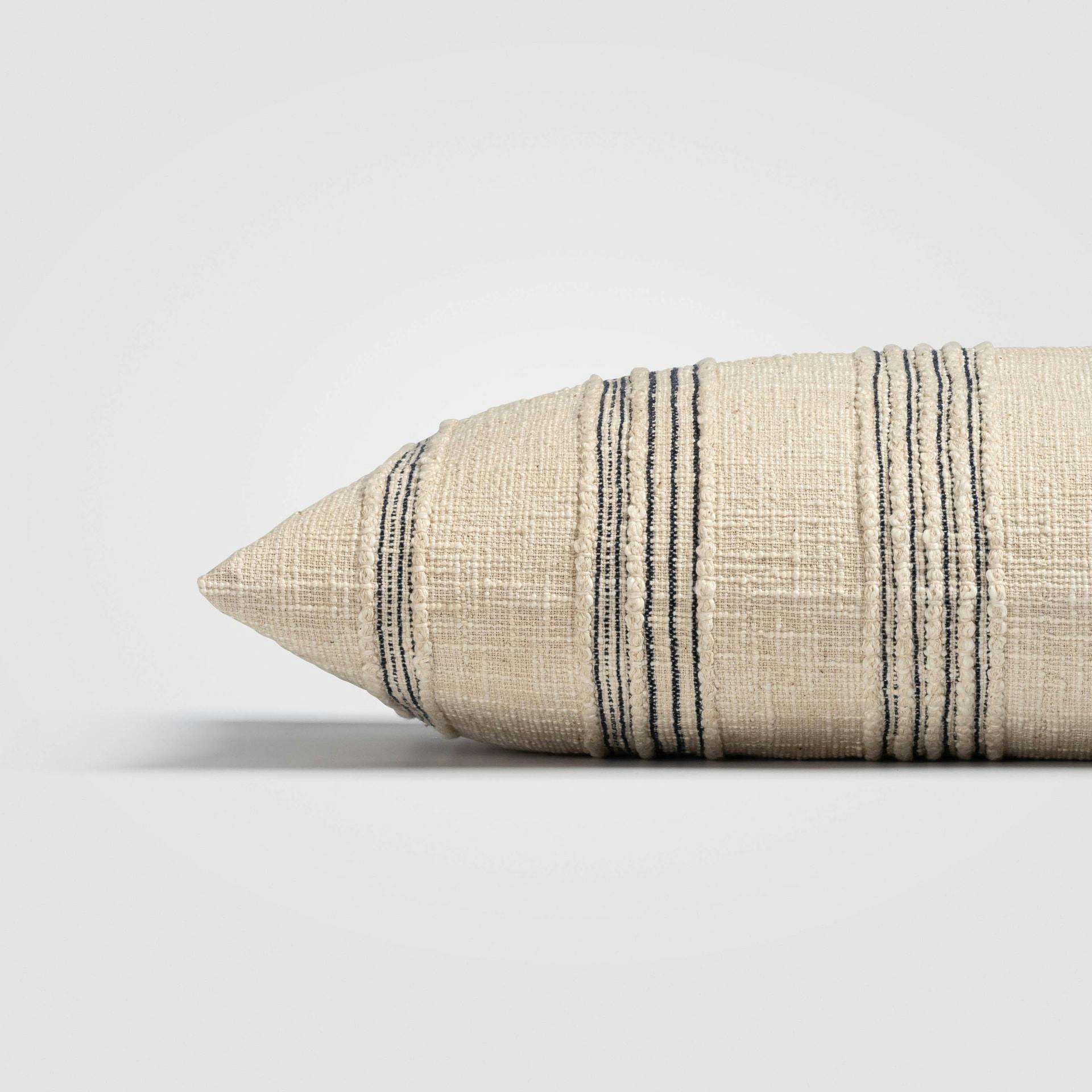 Tide Stripe Blue & Ivory Distressed Lumbar Pillow