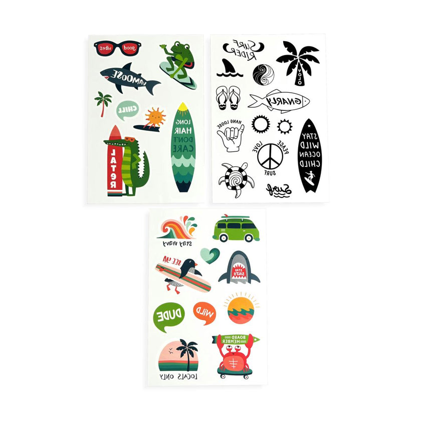 Tattoo Palooza Temporary Tattoos Mini Pack - Beach Days - 3 Sheets