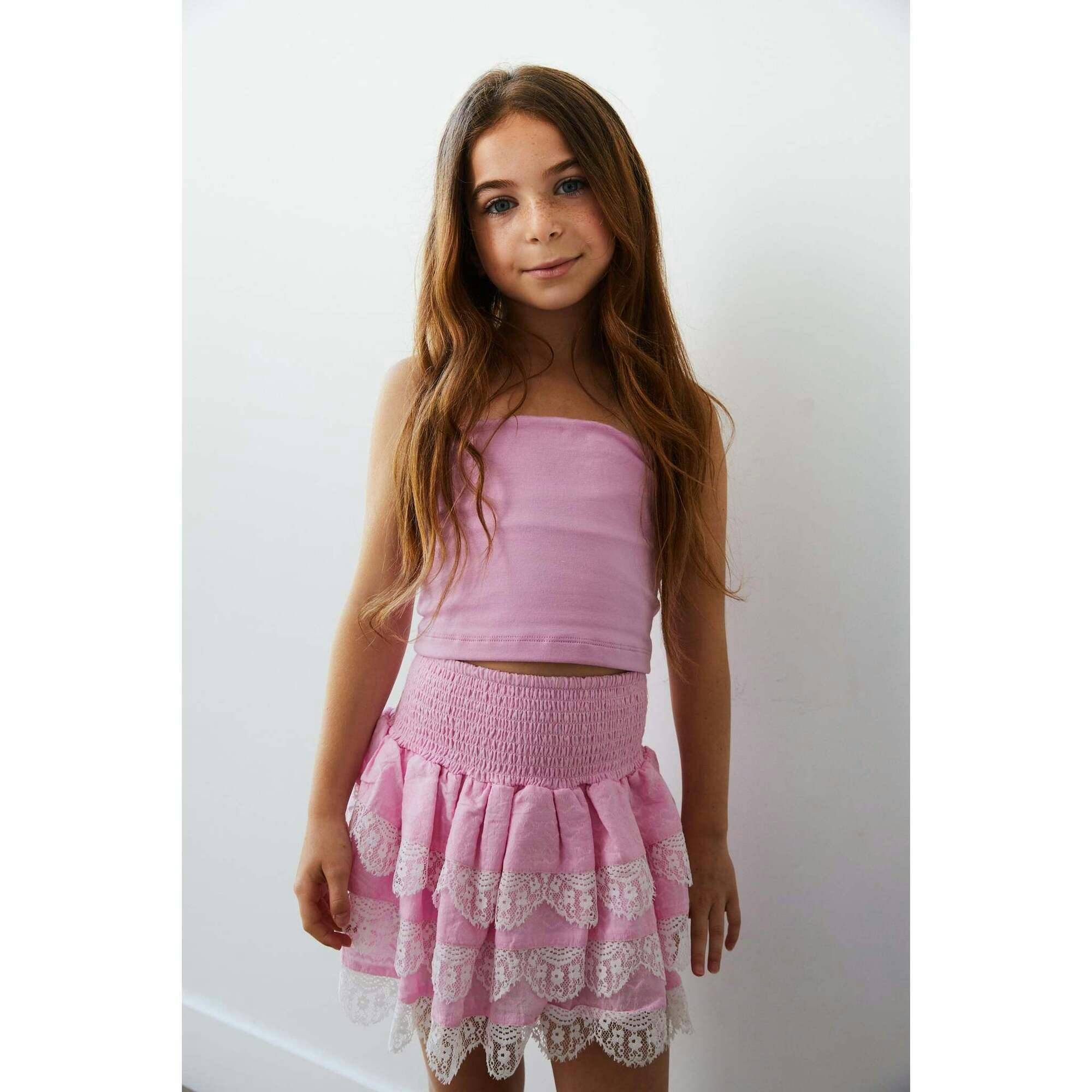 Gemma Pink Heart Smocked Ruffle Mini Skirt – Maisonette