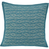 Artisan Hand Loomed Cotton Square Pillow - Blue Ocean Design - 24"