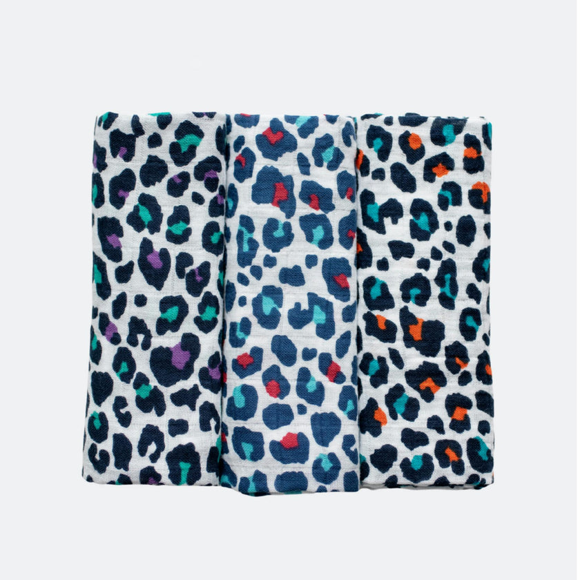Leopard Print Muslin Burp Cloths