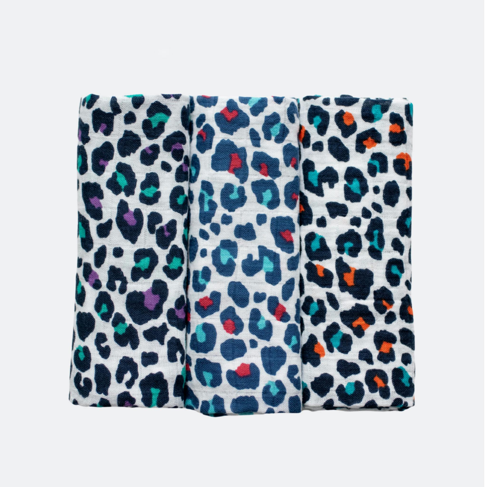 Leopard Print Muslin Burp Cloths