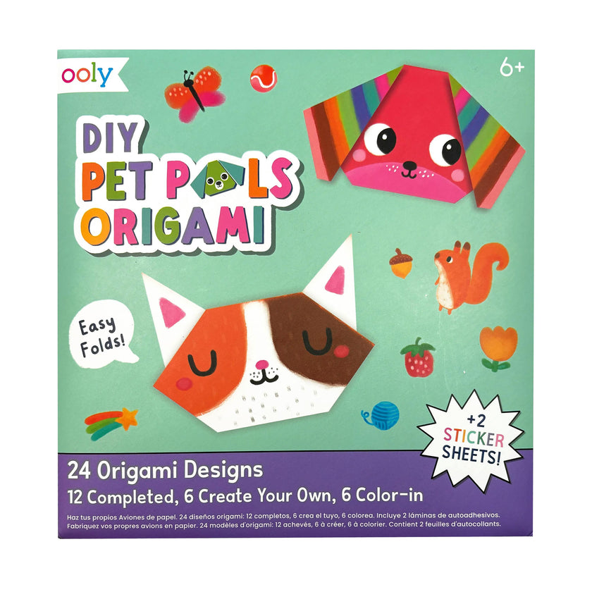 DIY Pet Pals Origami Activity Kit - 24 Designs - 2 Sticker Sheets