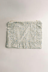 Bluebell Charm Timeless Floral Ruffle Zipper Pouch