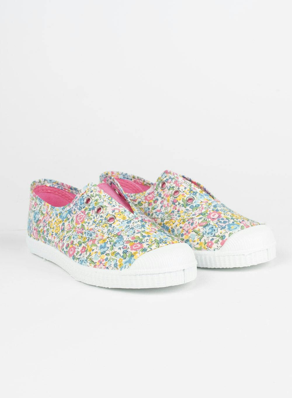 Hampton Canvas Plum Print Plimsolls in Emma Georgina